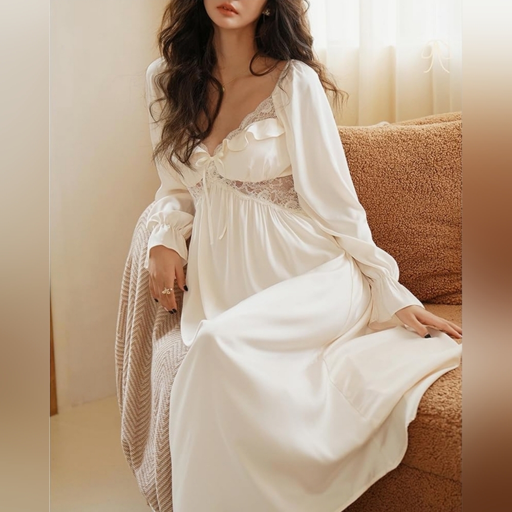 Victorian Cream Lace Nightgown